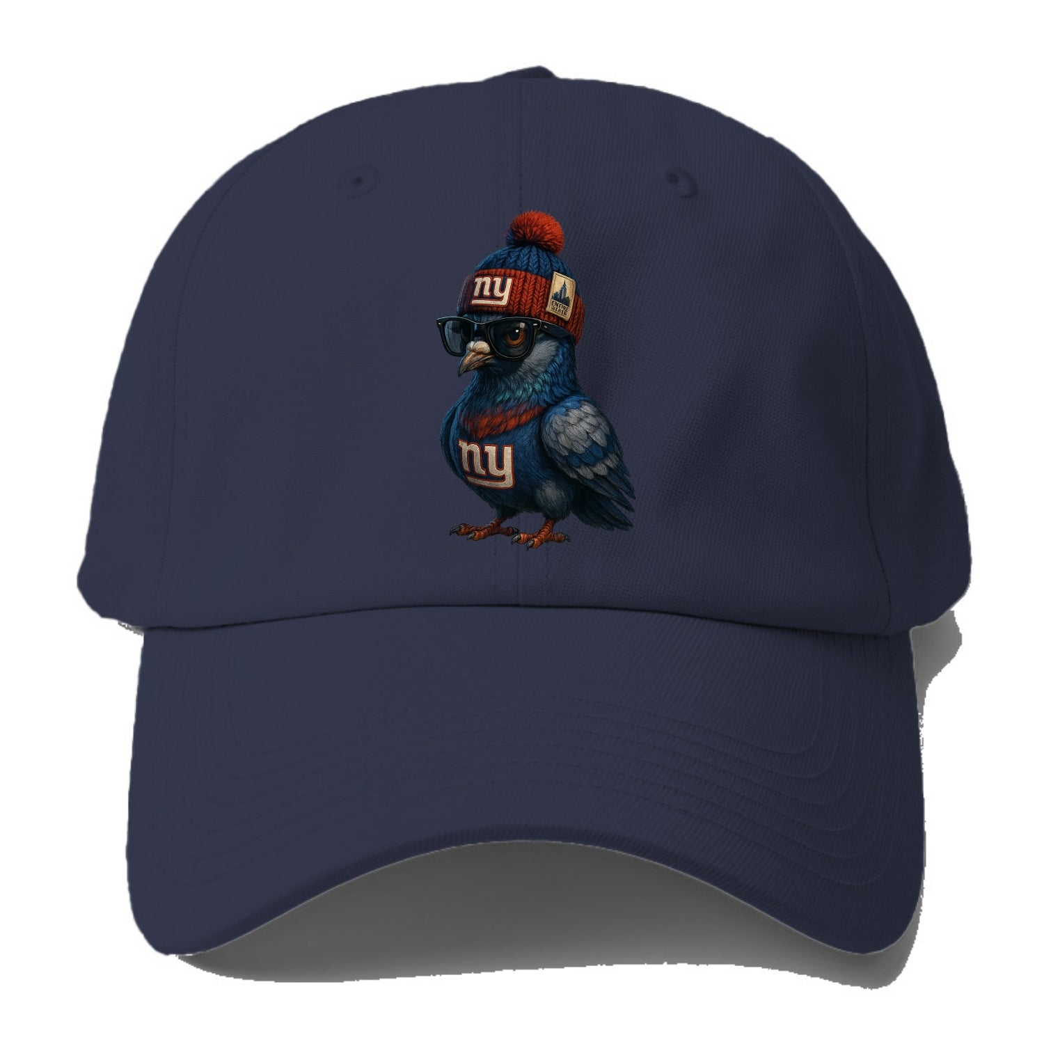 Manhattan Pigeon wearing Giants beanie with Empire State patch and wayfarer - Baseball Cap - Twilight Navy(Blue)