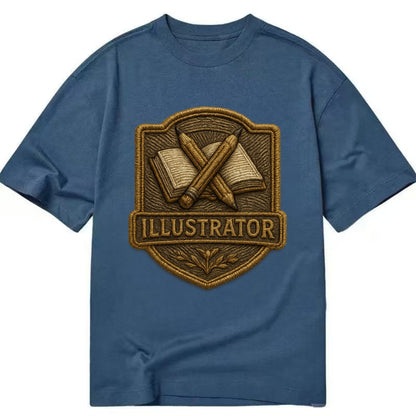 Pencils and sketchbook - illustrator badge - Classic T-shirt - Twilight Navy(Blue)