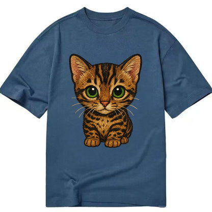 Baby Bengal Kitten - spotted/marbled wild coat, green eyes, athletic build, - Classic T-shirt - Twilight Navy(Blue)