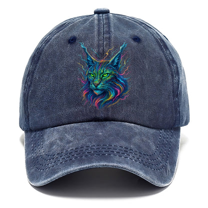 Wild lynx with ear tufts transforming into liquid mercury flows, silver and gold - Classic Cap - Twilight Navy(Blue)