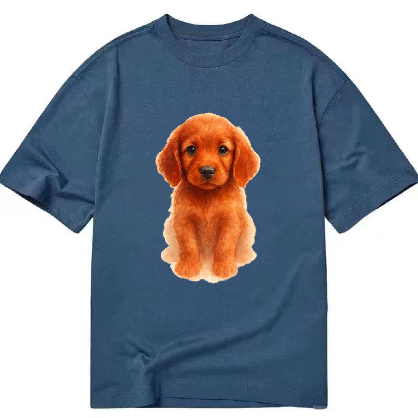 Baby Irish Setter Puppy - mahogany red coat, feathered ears, friendly eyes, - Classic T-shirt - Twilight Navy(Blue)