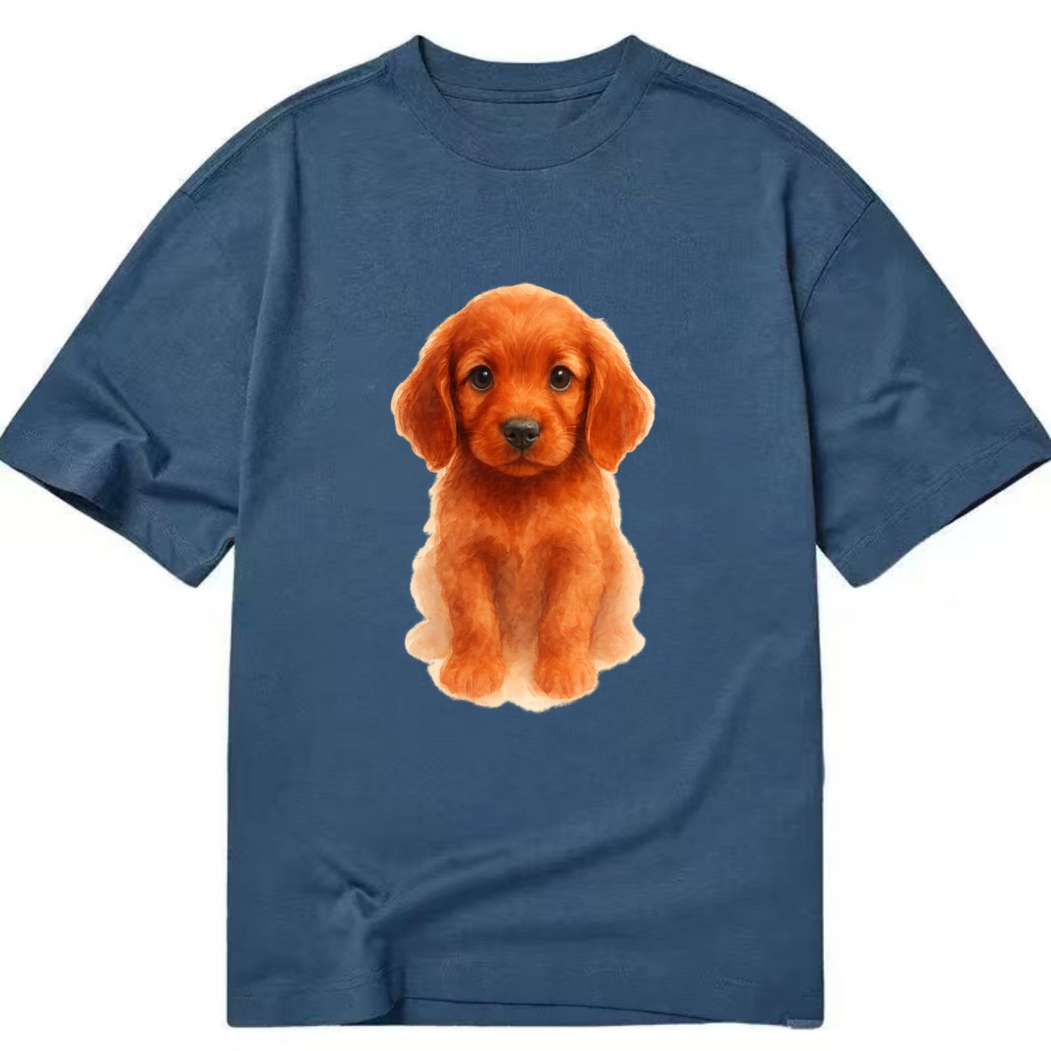 Baby Irish Setter Puppy - mahogany red coat, feathered ears, friendly eyes, - Classic T-shirt - Twilight Navy(Blue)
