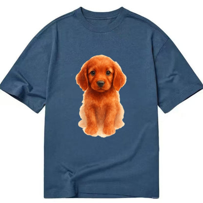 Baby Irish Setter Puppy - mahogany red coat, feathered ears, friendly eyes, - Classic T-shirt - Twilight Navy(Blue)