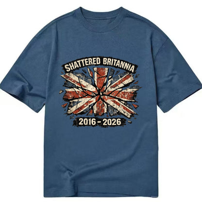 SHATTERED BRITANNIA | Cracked broken Union Jack | Fragmented glass effect | - Classic T-shirt - Twilight Navy(Blue)