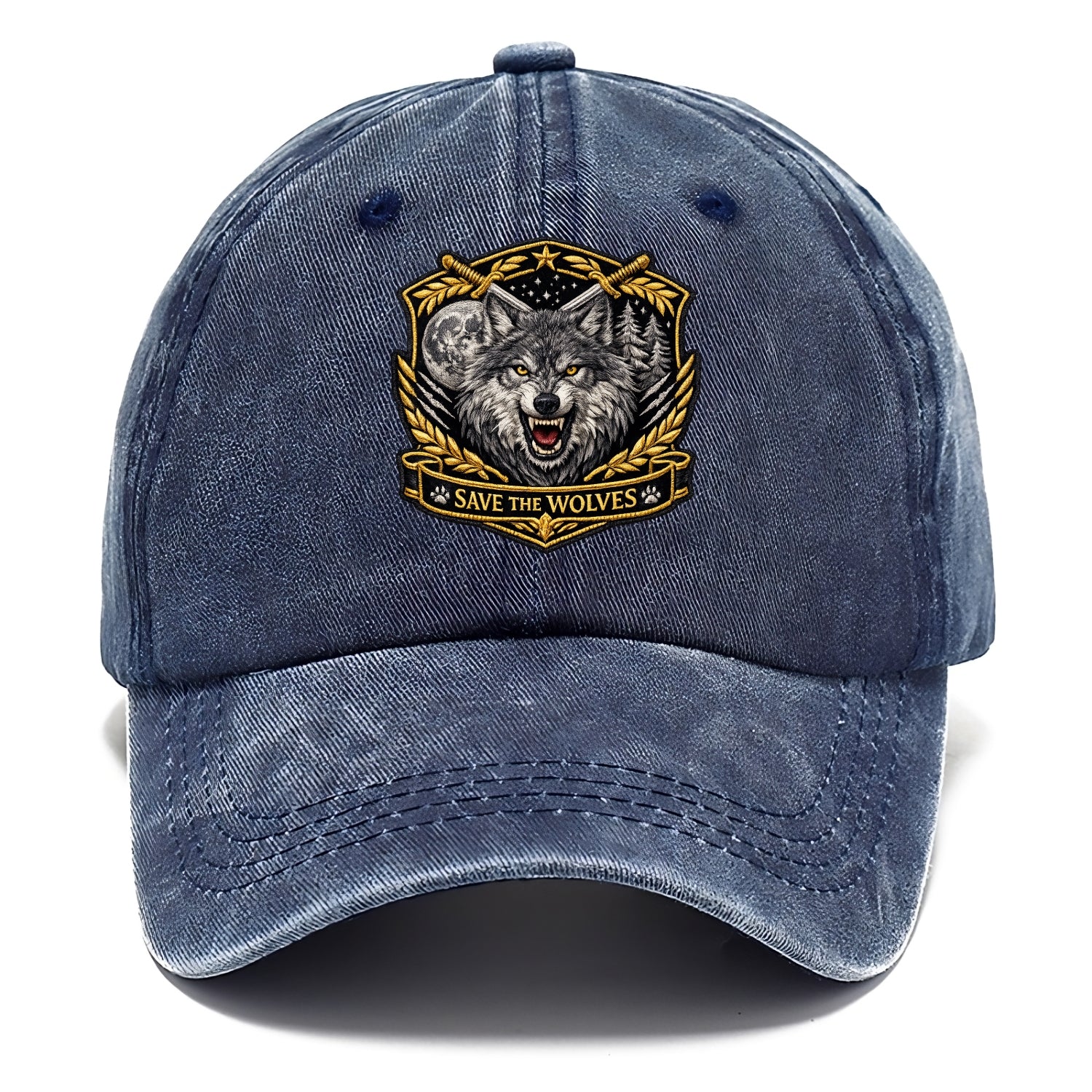 SAVE THE WOLVES - wolf moon in gray , predator protection - Classic Cap - Twilight Navy(Blue)