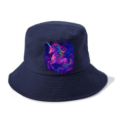 Magical unicorn with flowing rainbow gradient mane, iridescent horn with spiral light - Bucket Hat - Twilight Navy(Blue)