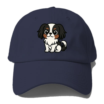 Japanese Chin - Black and white sitting pose - Baseball Cap - Twilight Navy(Blue)