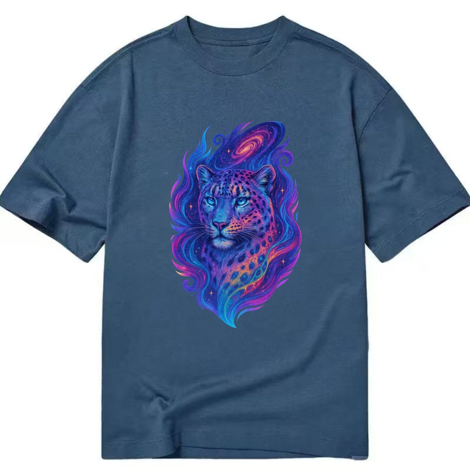 Majestic snow leopard with rainbow gradient spots, crystalline flowing patterns, - Classic T-shirt - Twilight Navy(Blue)