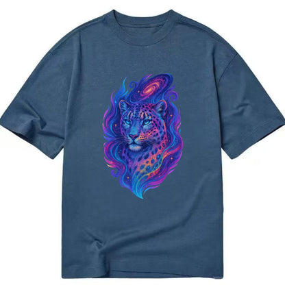 Majestic snow leopard with rainbow gradient spots, crystalline flowing patterns, - Classic T-shirt - Twilight Navy(Blue)