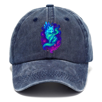 Ethereal arctic fox with fur that transforms into crystal formations, northern lights - Classic Cap - Twilight Navy(Blue)