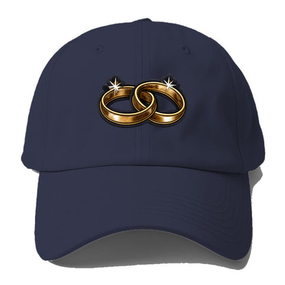 WEDDING RINGS - interlocked bands in gold , marriage - Baseball Cap - Twilight Navy(Blue)