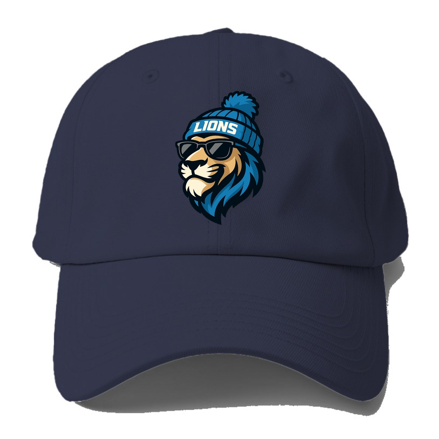 Detroit Lion wearing Lions Honolulu blue and silver beanie with pom pom and wayfarer - Baseball Cap - Twilight Navy(Blue)