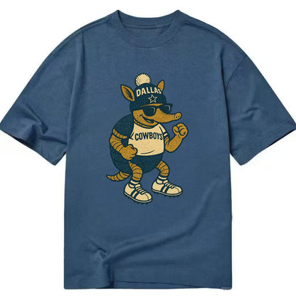 Dallas Armadillo wearing Cowboys beanie with lone star patch and wayfarer - Classic T-shirt - Twilight Navy(Blue)