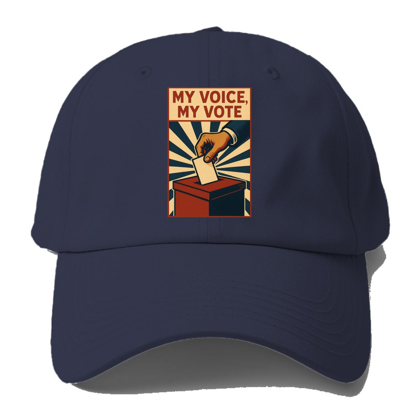 Hand dropping ballot into box with determination - "My Voice, My Vote" - individual - Baseball Cap - Twilight Navy(Blue)