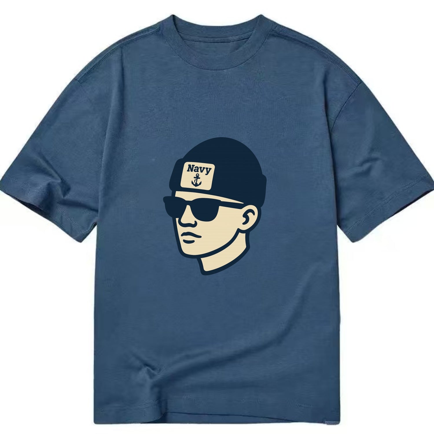 Annapolis Midshipman wearing Navy beanie with anchor patch - Classic T-shirt - Twilight Navy(Blue)