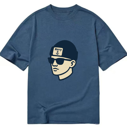 Annapolis Midshipman wearing Navy beanie with anchor patch - Classic T-shirt - Twilight Navy(Blue)