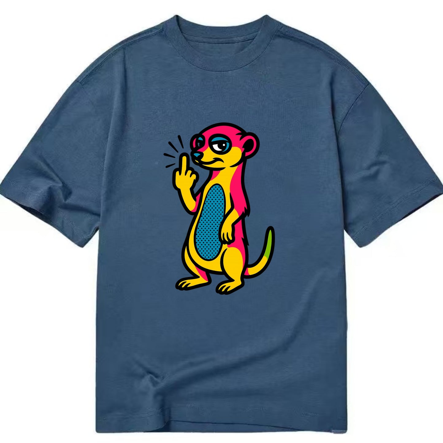 cute meerkat standing guard on hind legs, one front paw raised in sassy salute - Classic T-shirt - Twilight Navy(Blue)