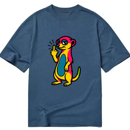 cute meerkat standing guard on hind legs, one front paw raised in sassy salute - Classic T-shirt - Twilight Navy(Blue)