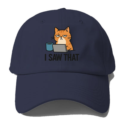 Cat with one eye open judging you - "I SAW THAT" - nothing escapes - Baseball Cap For Big Heads - Twilight Navy(Blue)