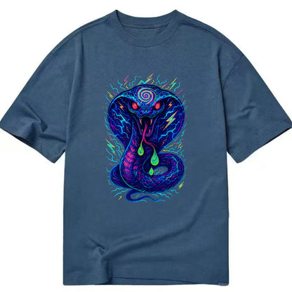 Mesmerizing cobra with hypnotic spiral patterns in the hood, scales that shimmer - Classic T-shirt - Twilight Navy(Blue)