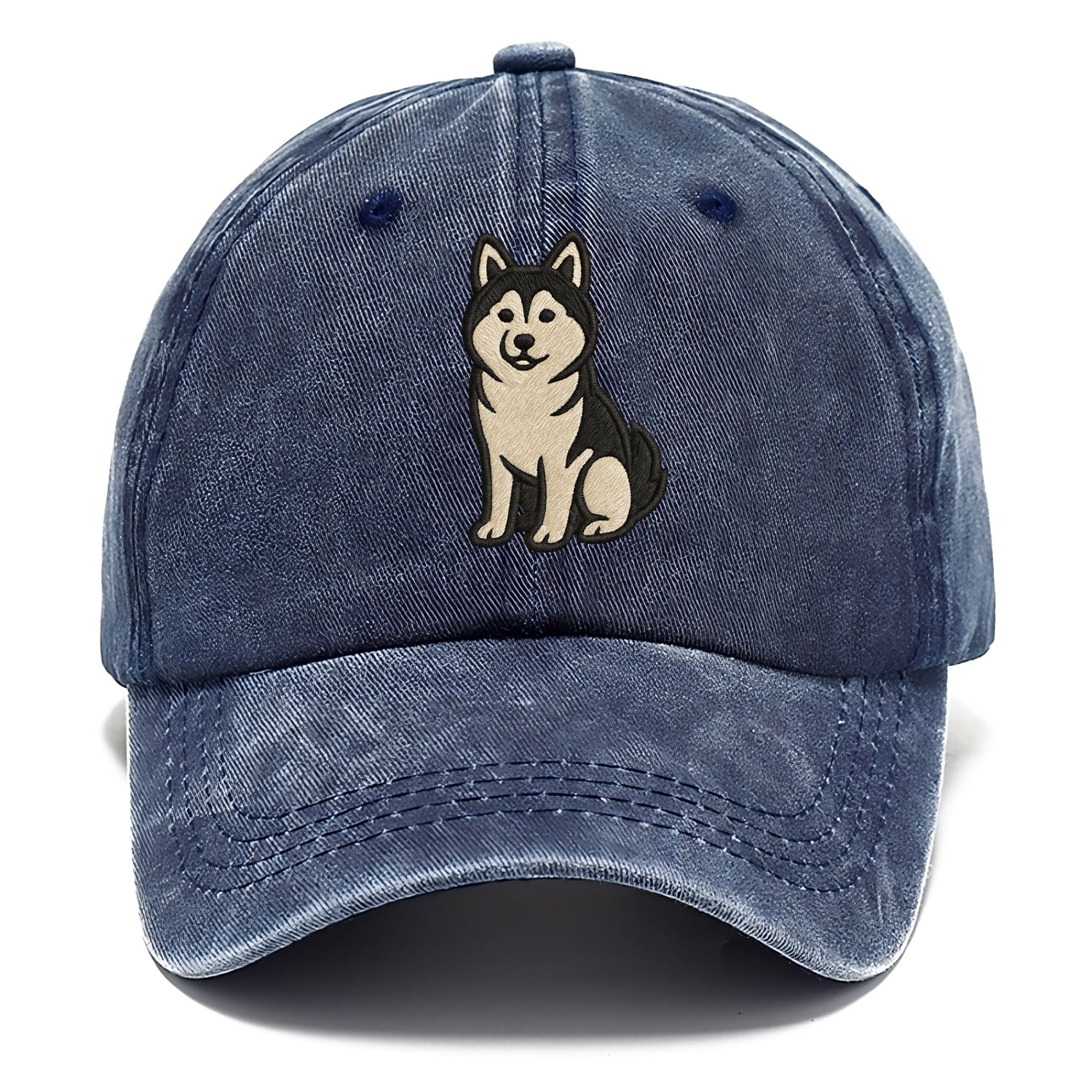 Pomsky - Pomeranian-Husky mix sitting po Classic Cap - Twilight Navy(Blue)