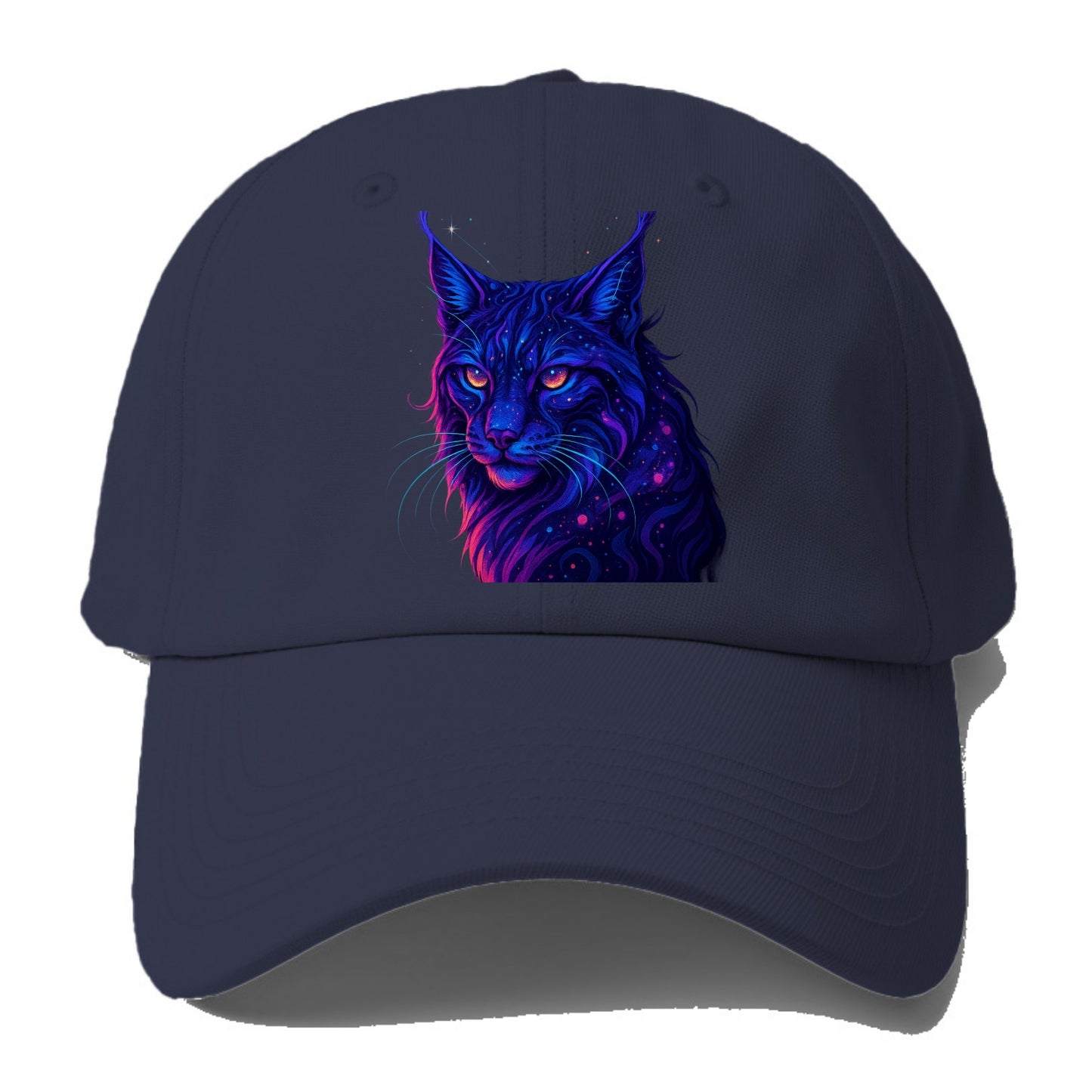 Stealthy lynx with ear tufts forming constellation patterns, nebula - Baseball Cap For Big Heads - Twilight Navy(Blue)