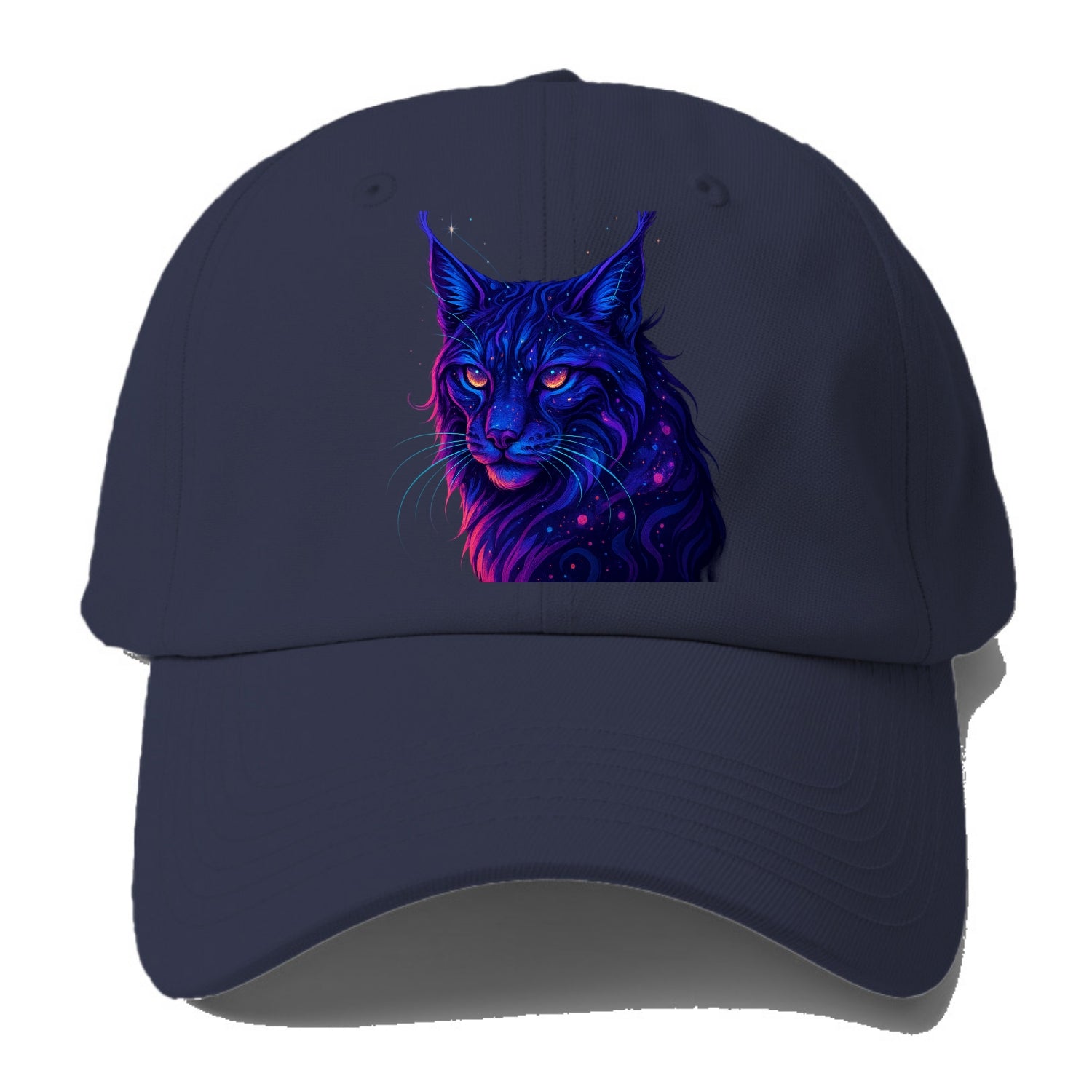 Stealthy lynx with ear tufts forming constellation patterns, nebula - Baseball Cap For Big Heads - Twilight Navy(Blue)