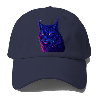 Stealthy lynx with ear tufts forming constellation patterns, nebula - Baseball Cap For Big Heads - Twilight Navy(Blue)