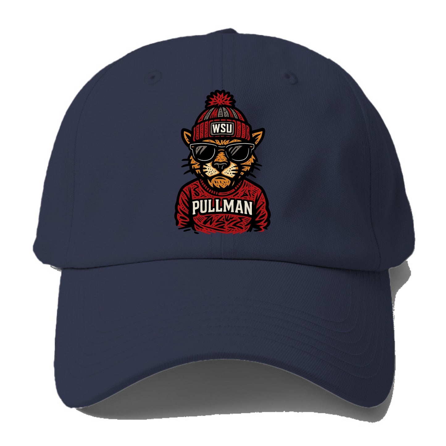 Pullman Cougar wearing Washington State beanie with WSU patch - Baseball Cap - Twilight Navy(Blue)