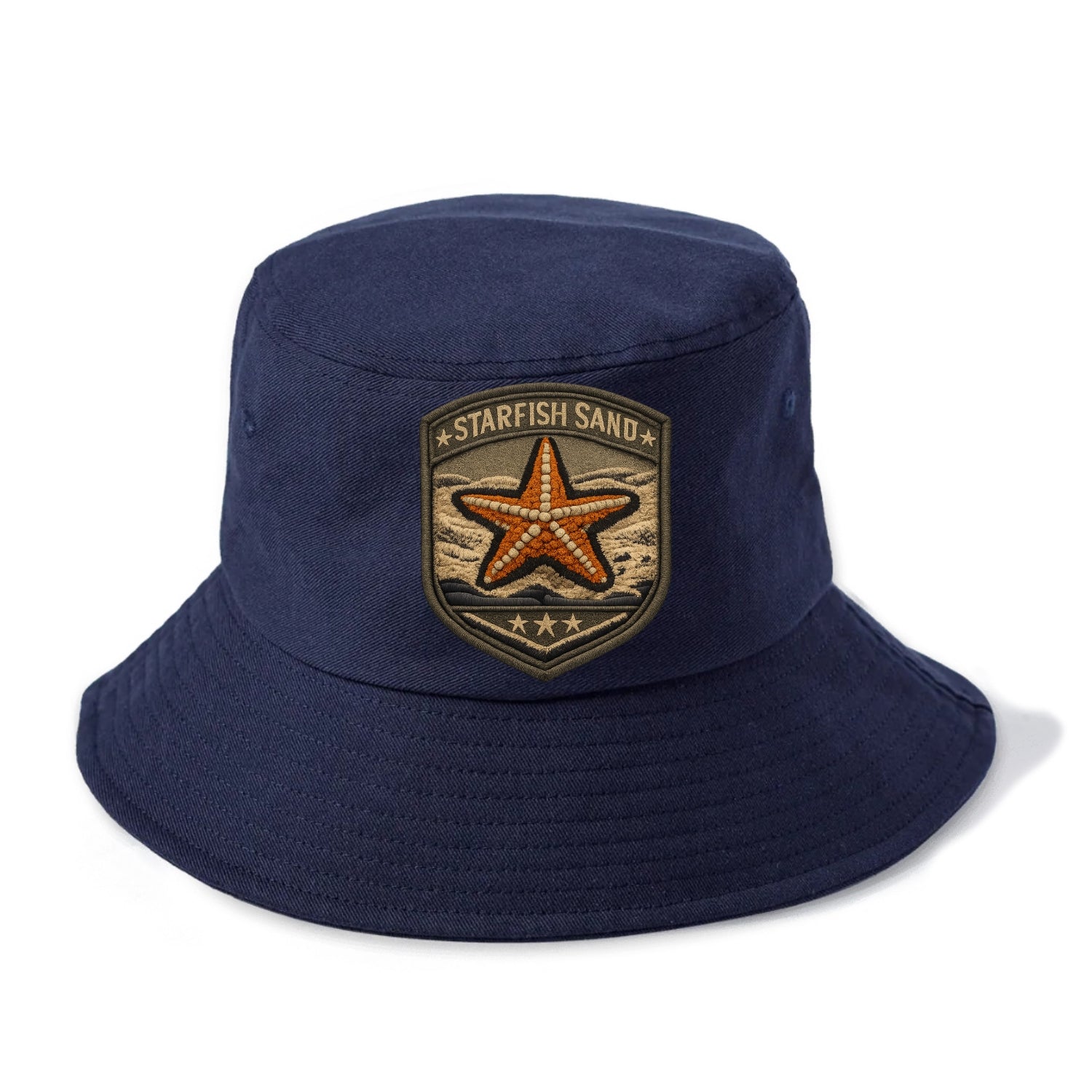 STARFISH SAND - sea star in orange and tan , beachcomber - Bucket Hat - Twilight Navy(Blue)