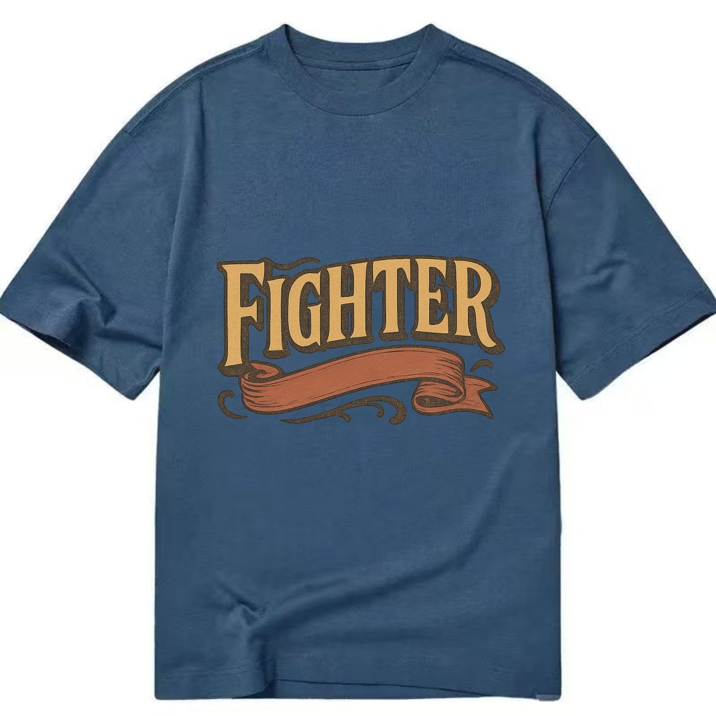 Bold typography design - "FIGHTER" - never giving up, battling on - Classic T-shirt - Twilight Navy(Blue)