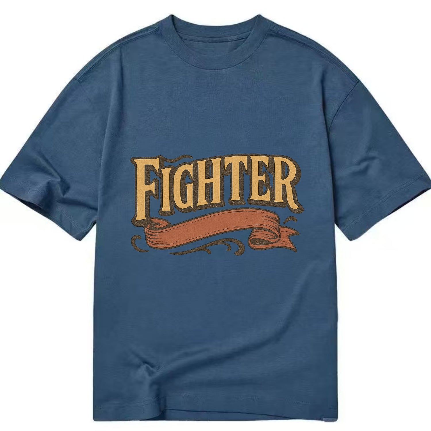 Bold typography design - "FIGHTER" - never giving up, battling on - Classic T-shirt - Twilight Navy(Blue)