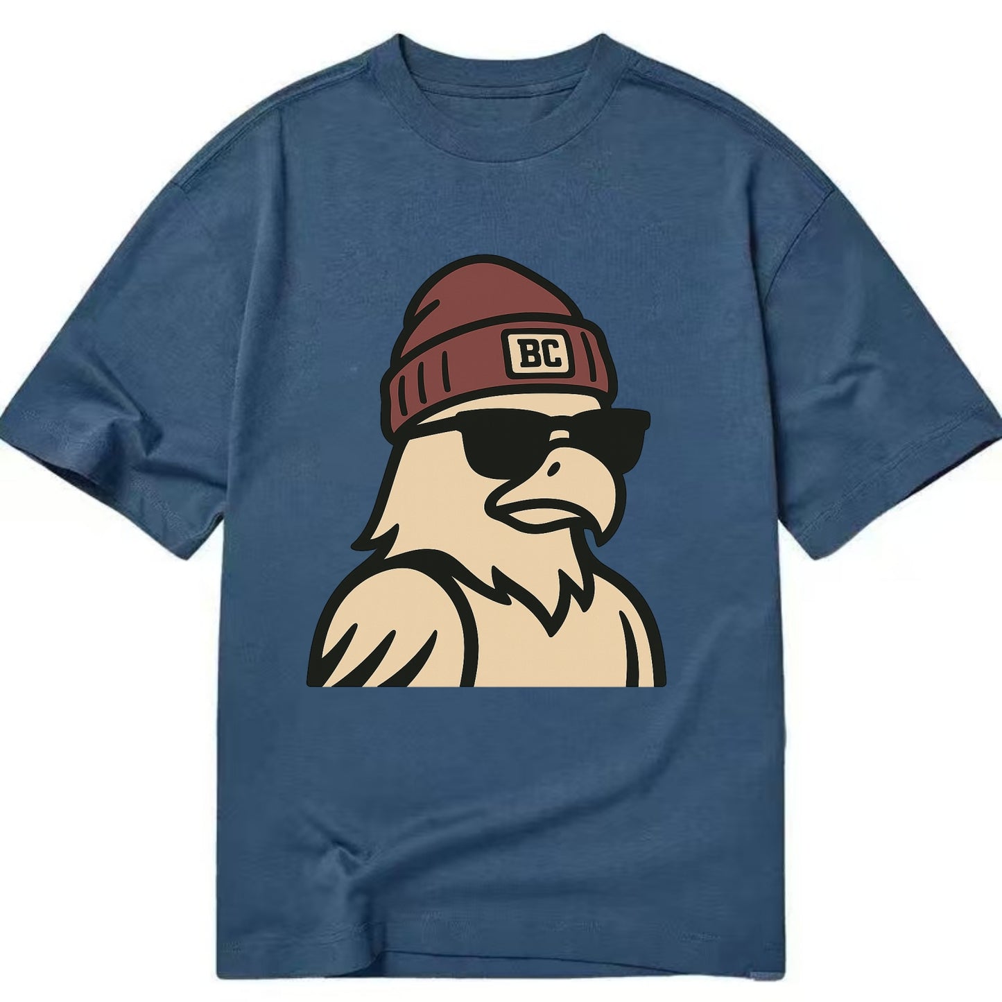 Chestnut Hill Eagle wearing Boston College beanie with BC patch - Classic T-shirt - Twilight Navy(Blue)