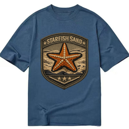 STARFISH SAND - sea star in orange and tan , beachcomber - Classic T-shirt - Twilight Navy(Blue)