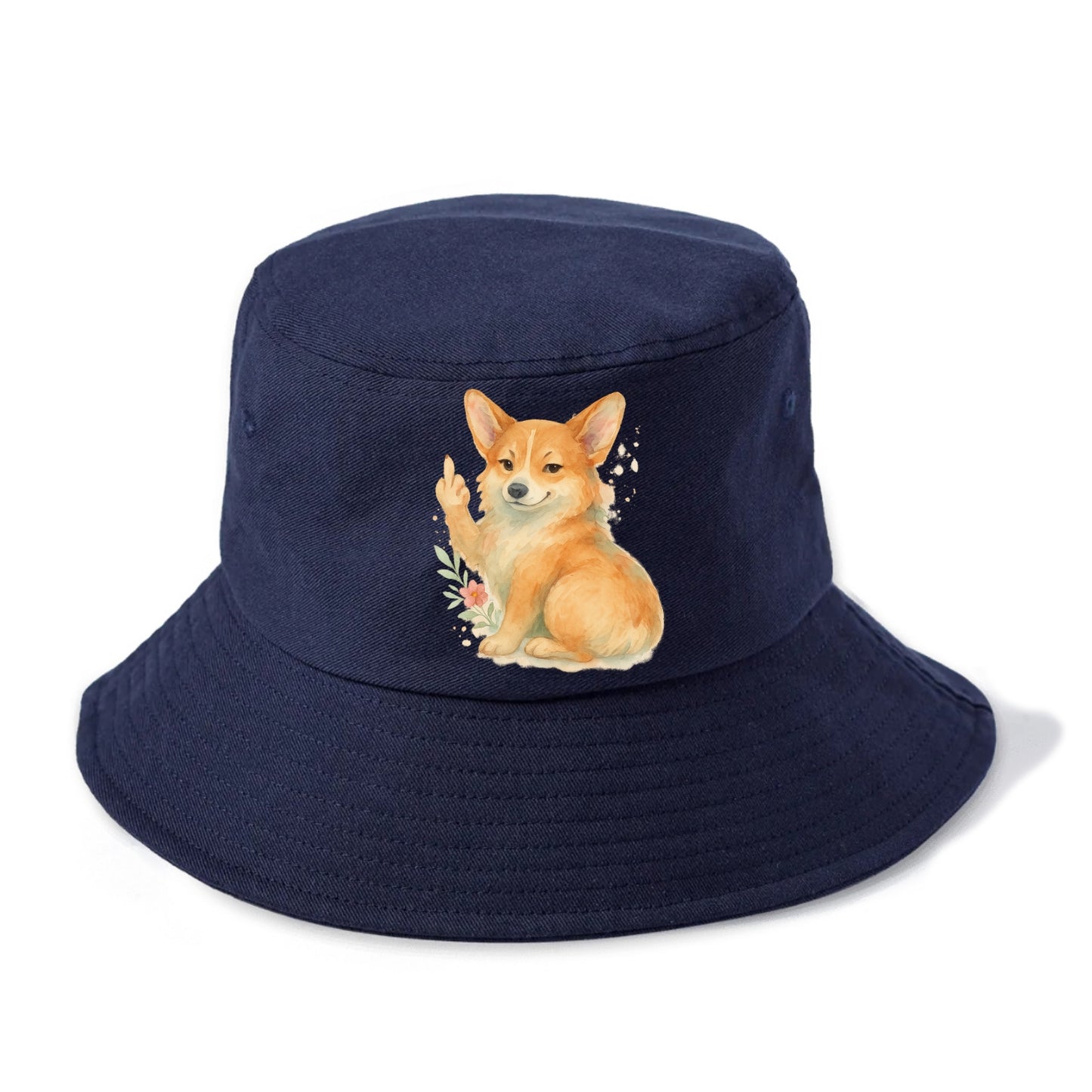 Corgi short legs and fluffy butt, one stubby paw up with sass - Bucket Hat - Twilight Navy(Blue)