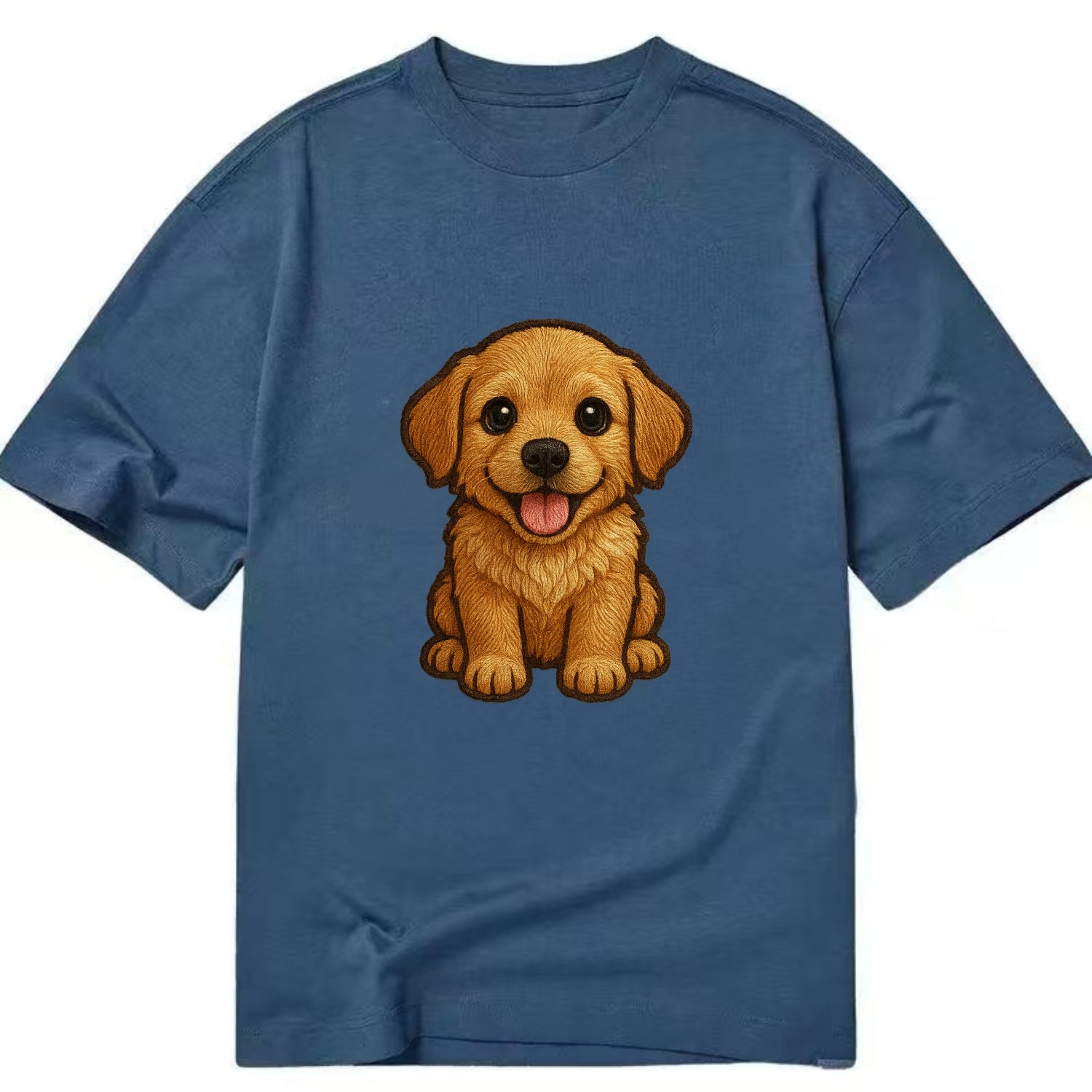Baby Golden Retriever Puppy - fluffy golden fur, big brown eyes, pink tongue, - Classic T-shirt - Twilight Navy(Blue)