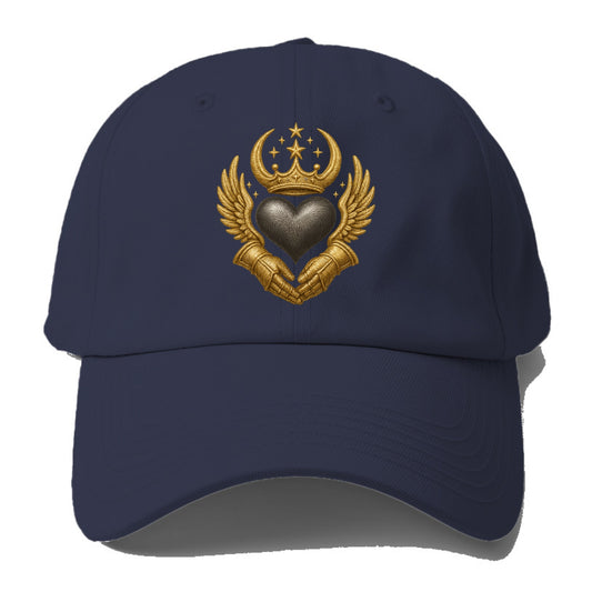 Nordic knotwork crown supporting a frosted steel heart with mittened hands - Baseball Cap - Twilight Navy(Blue)