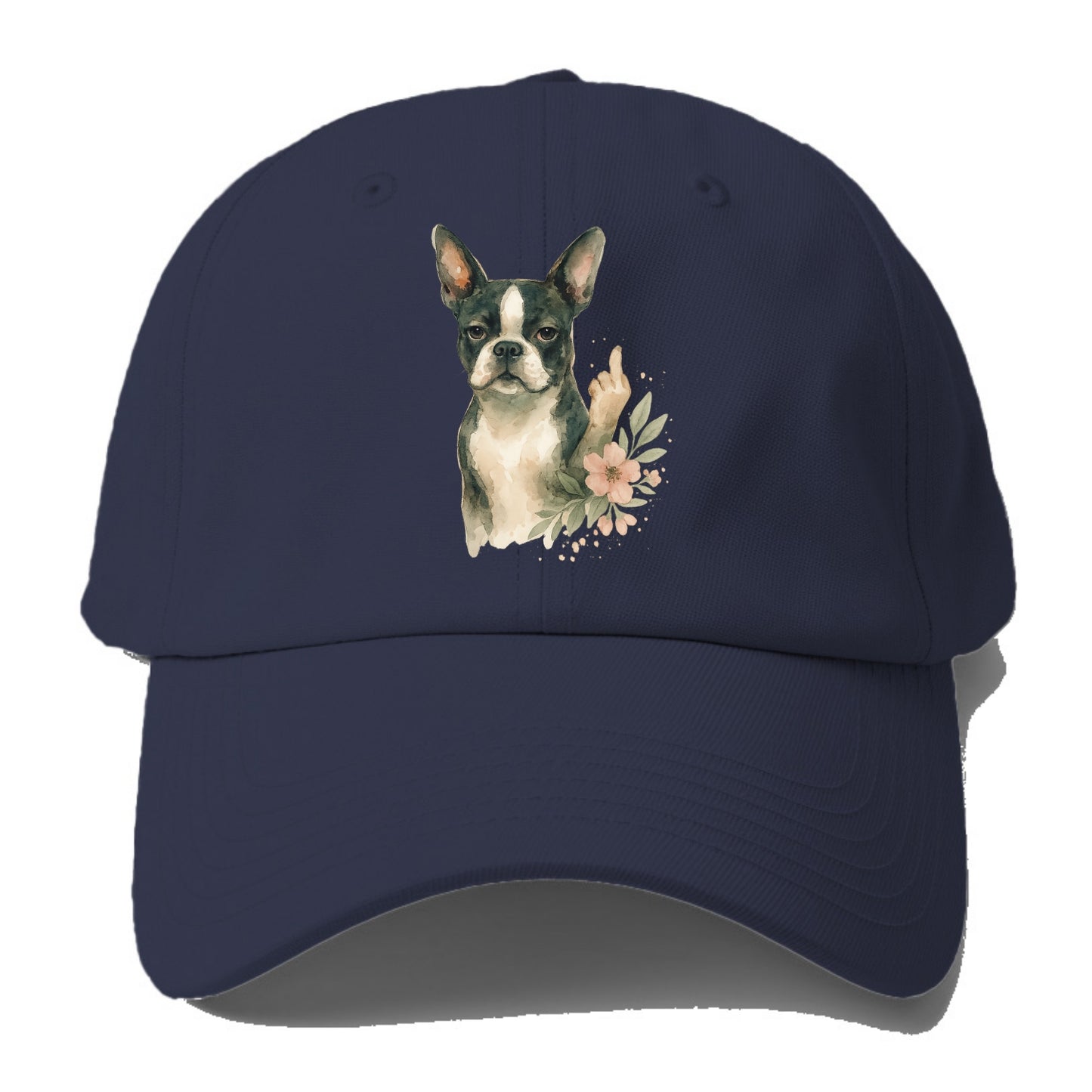 Boston Terrier with tuxedo markings, perky ears, paw up giving sass - Baseball Cap For Big Heads - Twilight Navy(Blue)