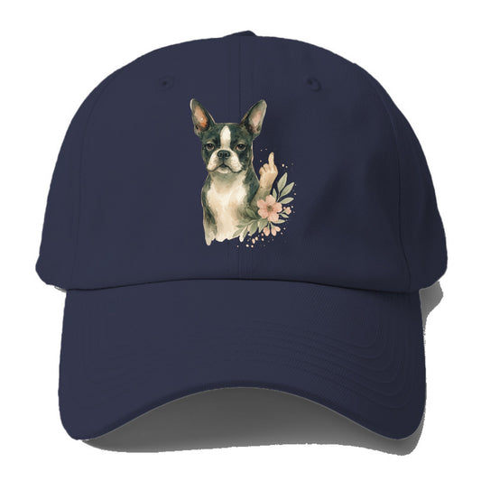 Boston Terrier with tuxedo markings, perky ears, paw up giving sass - Baseball Cap For Big Heads - Twilight Navy(Blue)
