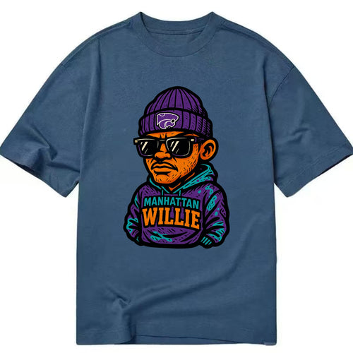 Manhattan Willie wearing Kansas State beanie with powercat patch - Classic T-shirt
