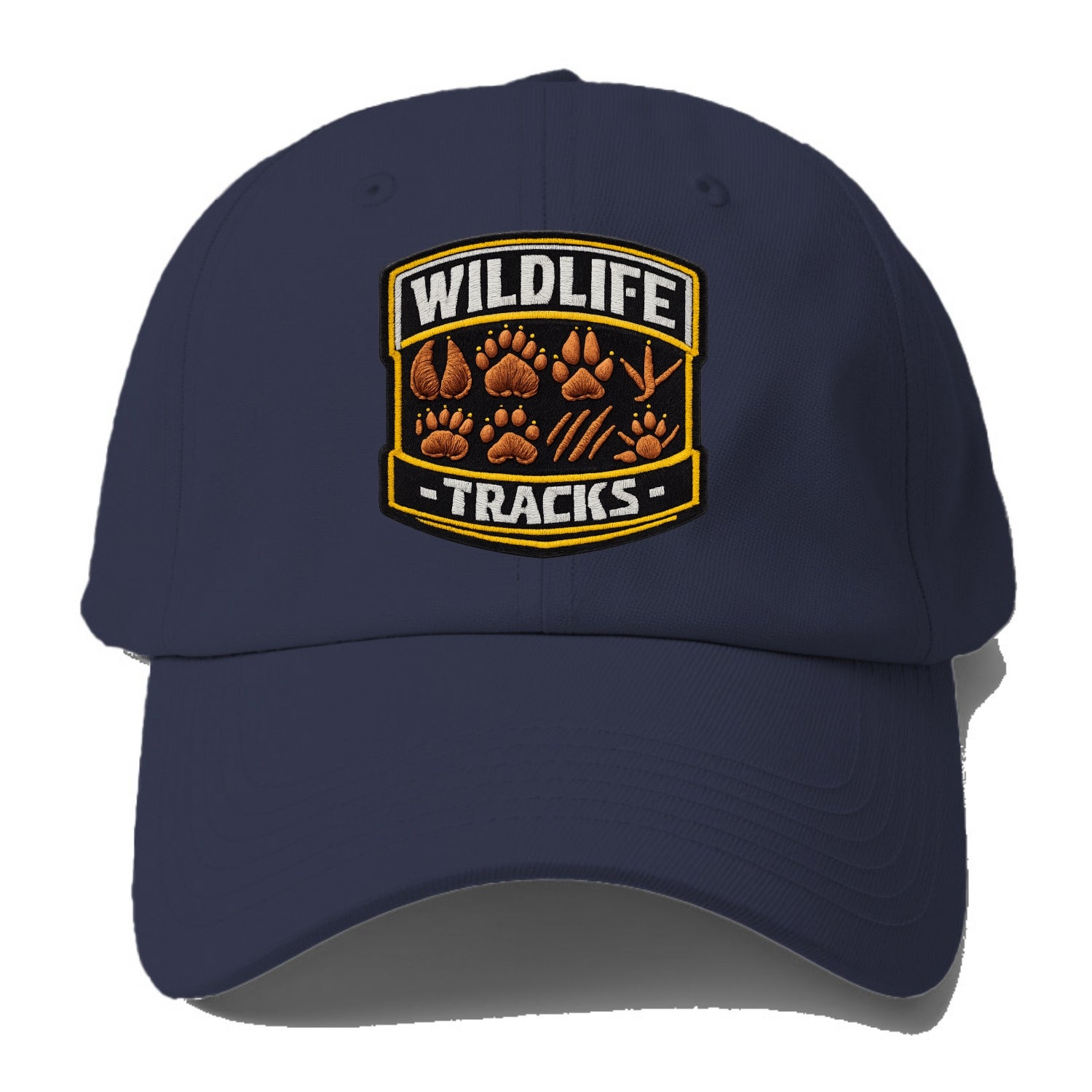 WILDLIFE TRACKS - animal footprints in brown , tracker - Baseball Cap - Twilight Navy(Blue)