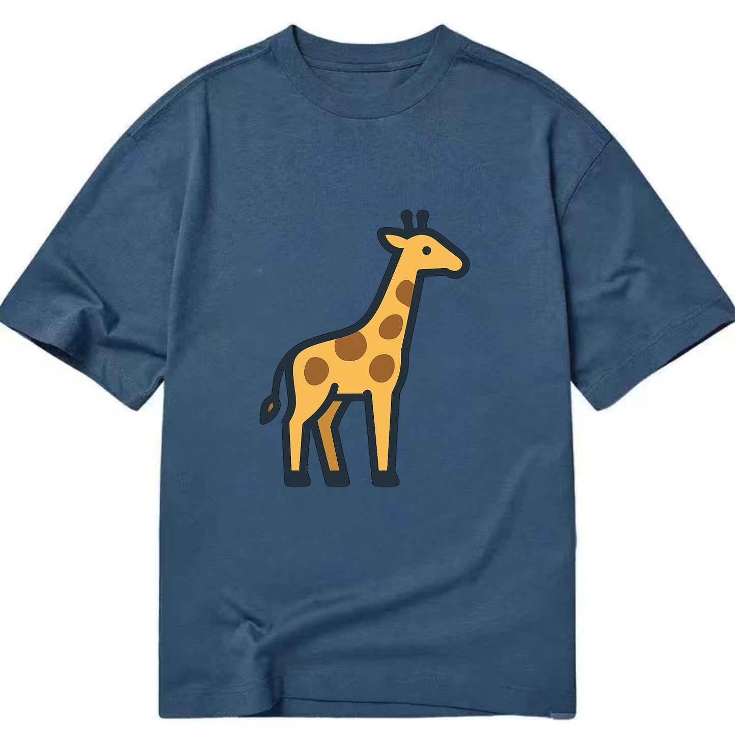 Giraffe - Yellow with brown patches flat side profile - Classic T-shirt - Twilight Navy(Blue)