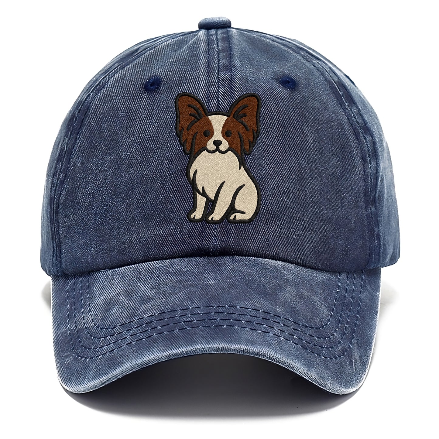 Papillon - White with brown ears sitting Classic Cap - Twilight Navy(Blue)