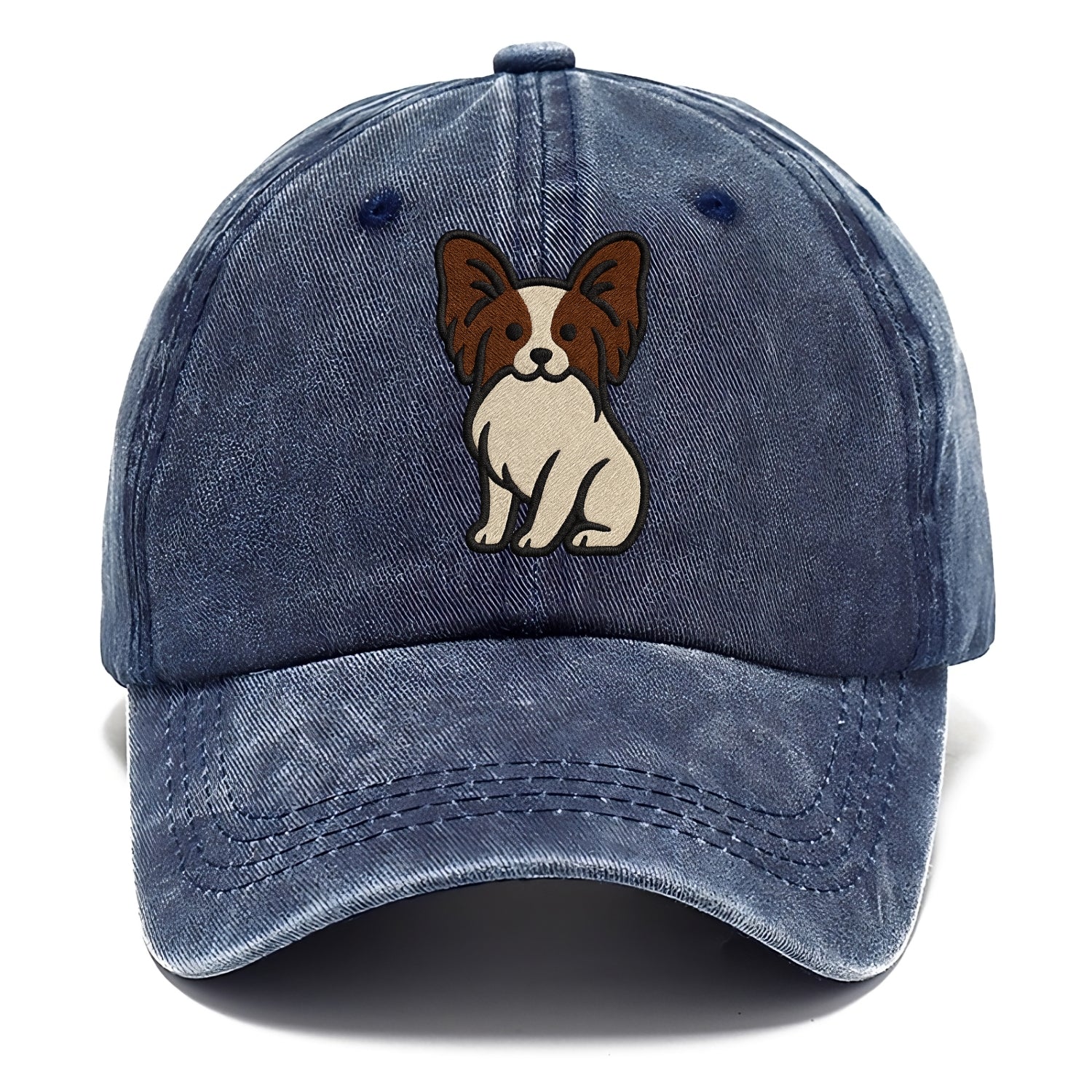 Papillon - White with brown ears sitting Classic Cap - Twilight Navy(Blue)