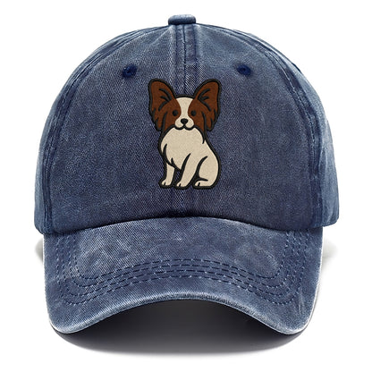 Papillon - White with brown ears sitting Classic Cap - Twilight Navy(Blue)