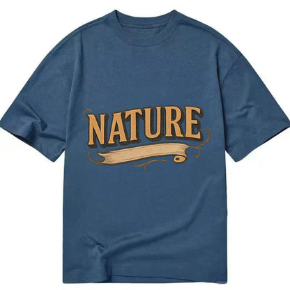 Bold typography design - "NATURE" - natural world, organic - Classic T-shirt - Twilight Navy(Blue)