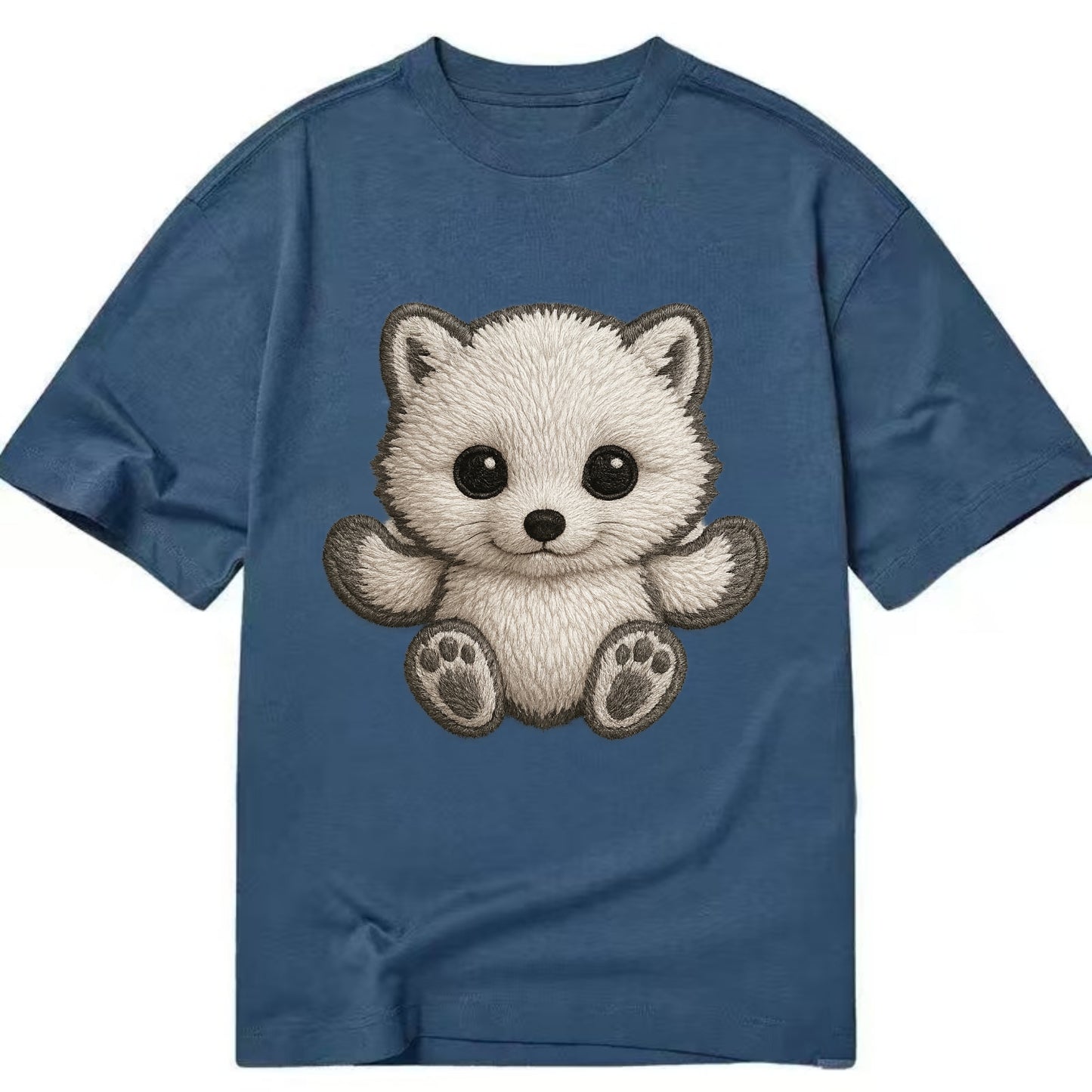 Baby Arctic Fox - white fluffy, tiny black nose, bright curious eyes, - Classic T-shirt - Twilight Navy(Blue)