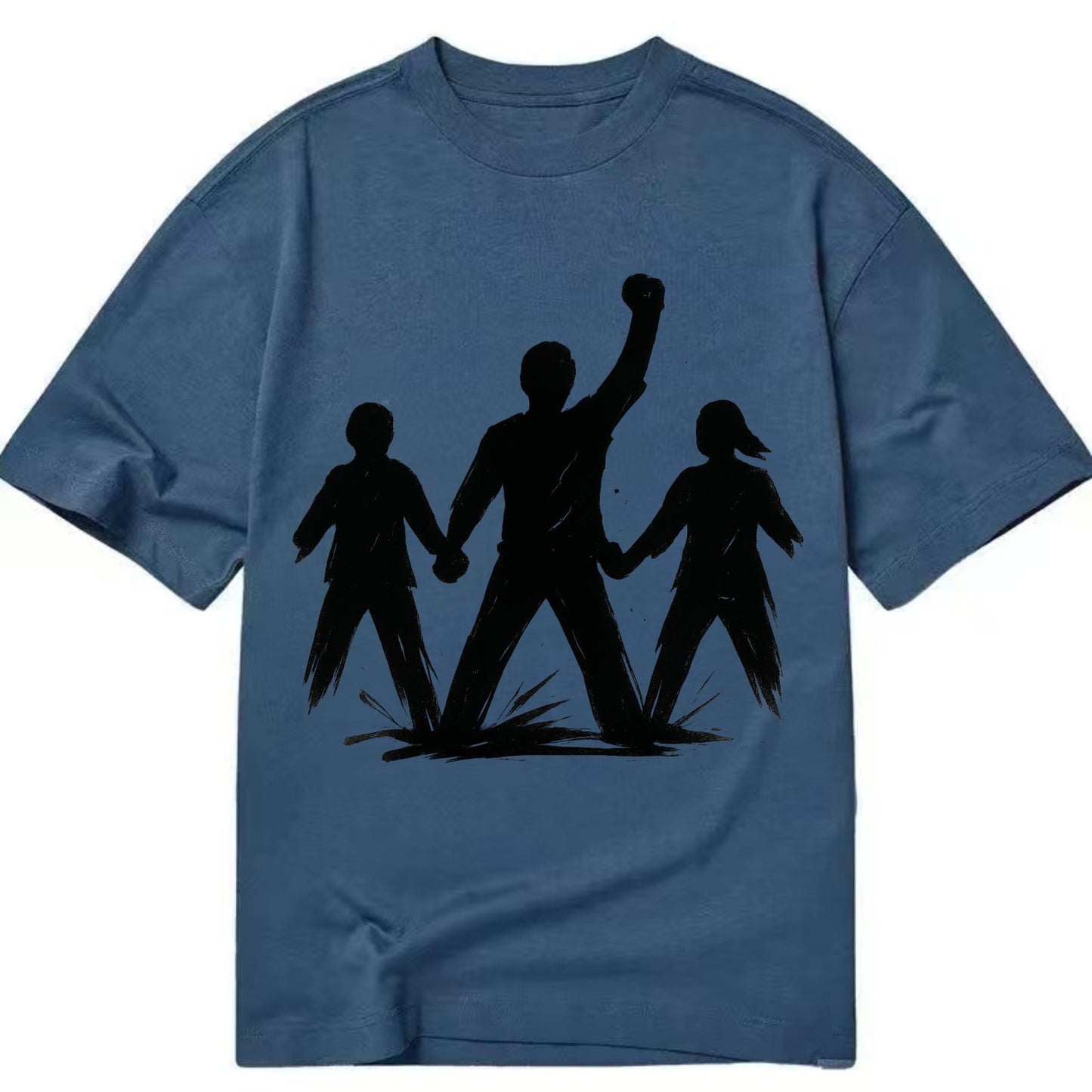 Human chain formation - unity and protection ink brushwork - Classic T-shirt - Twilight Navy(Blue)