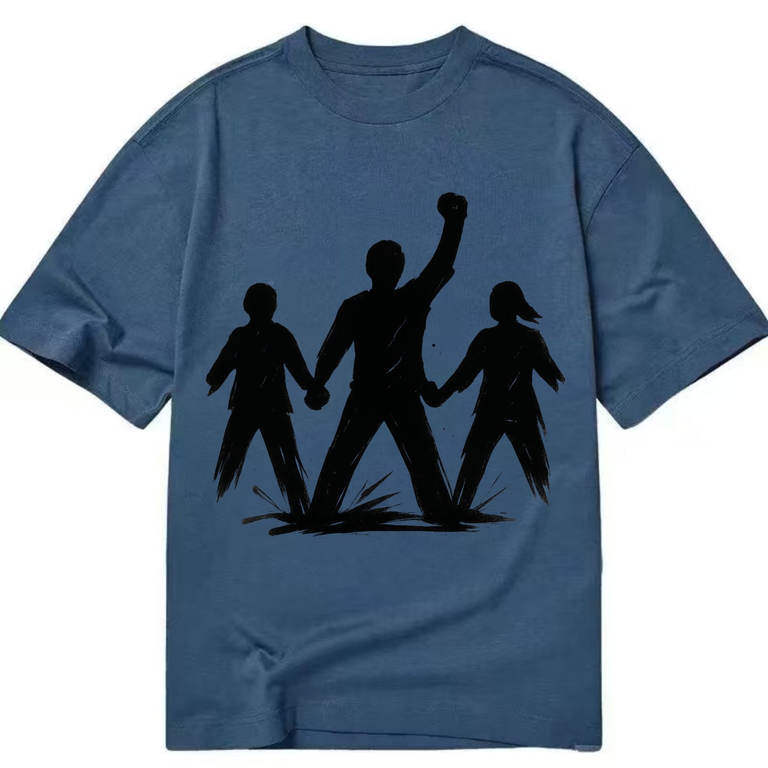 Human chain formation - unity and protection ink brushwork - Classic T-shirt - Twilight Navy(Blue)