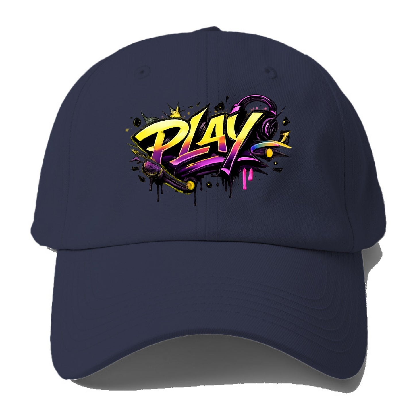Bold typography design - "PLAY" - creative expression, musical - Baseball Cap For Big Heads - Twilight Navy(Blue)